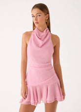 Kellsa Cowl Neck Mini Dress - Pink
