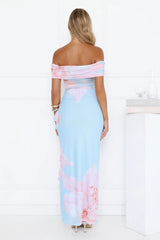 Dream Vacay Floral Mesh Maxi Dress Blue
