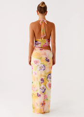 Main Act Halter Maxi Dress - Sunburst Floral