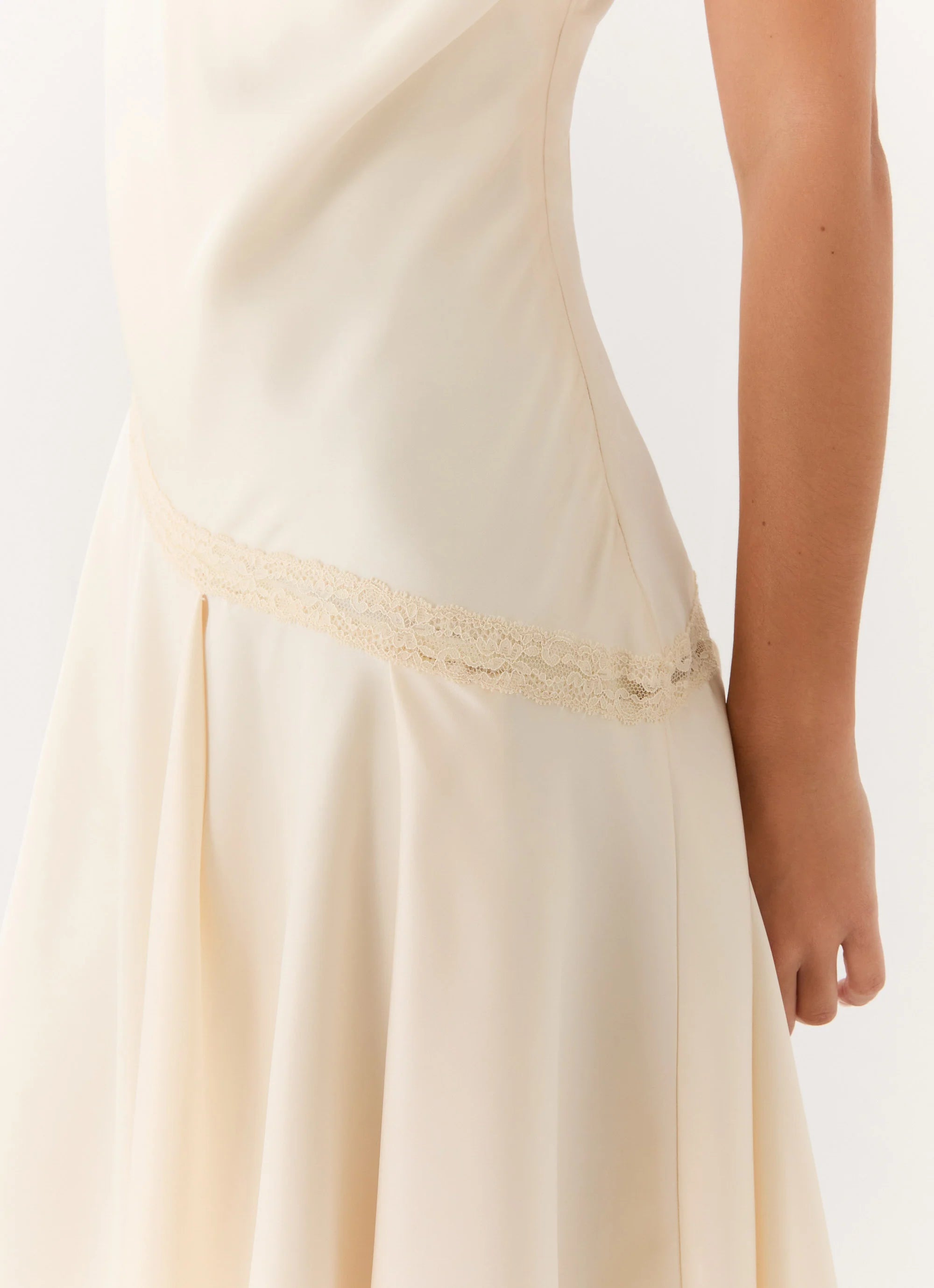 Cleosa Asymmetrical Midi Dress - Ivory